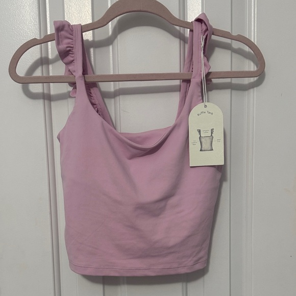 NWT Blogilates Pink Ruffle Strap Tank Top - Picture 4 of 5